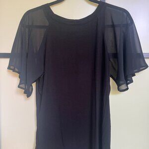 West Kei Black Blouse with Short Sheer Elegant Sleeves Size M